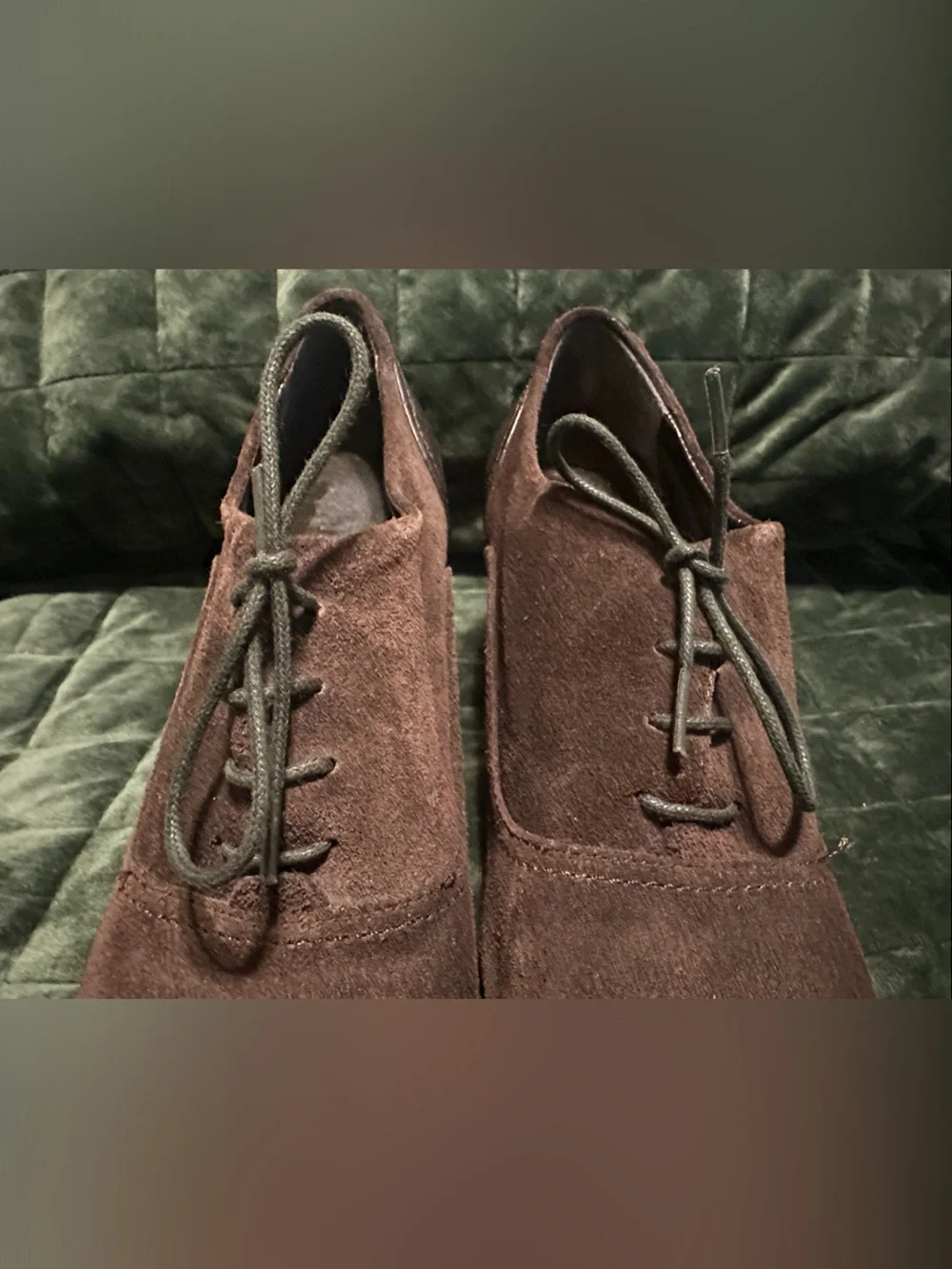 Nickels Dark Brown Suede Peep-Toe Lace-Up Heels
